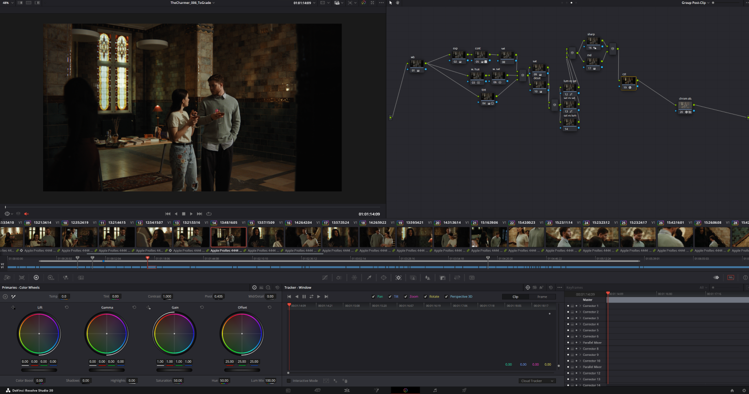 DaVinci Resolve scopes for this grade